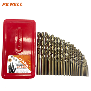 25PCS Полностью заточенный 5% кобальт HSS M35 Набор спиральных сверл для сверления металла, нержавеющей стали и нержавеющей стали