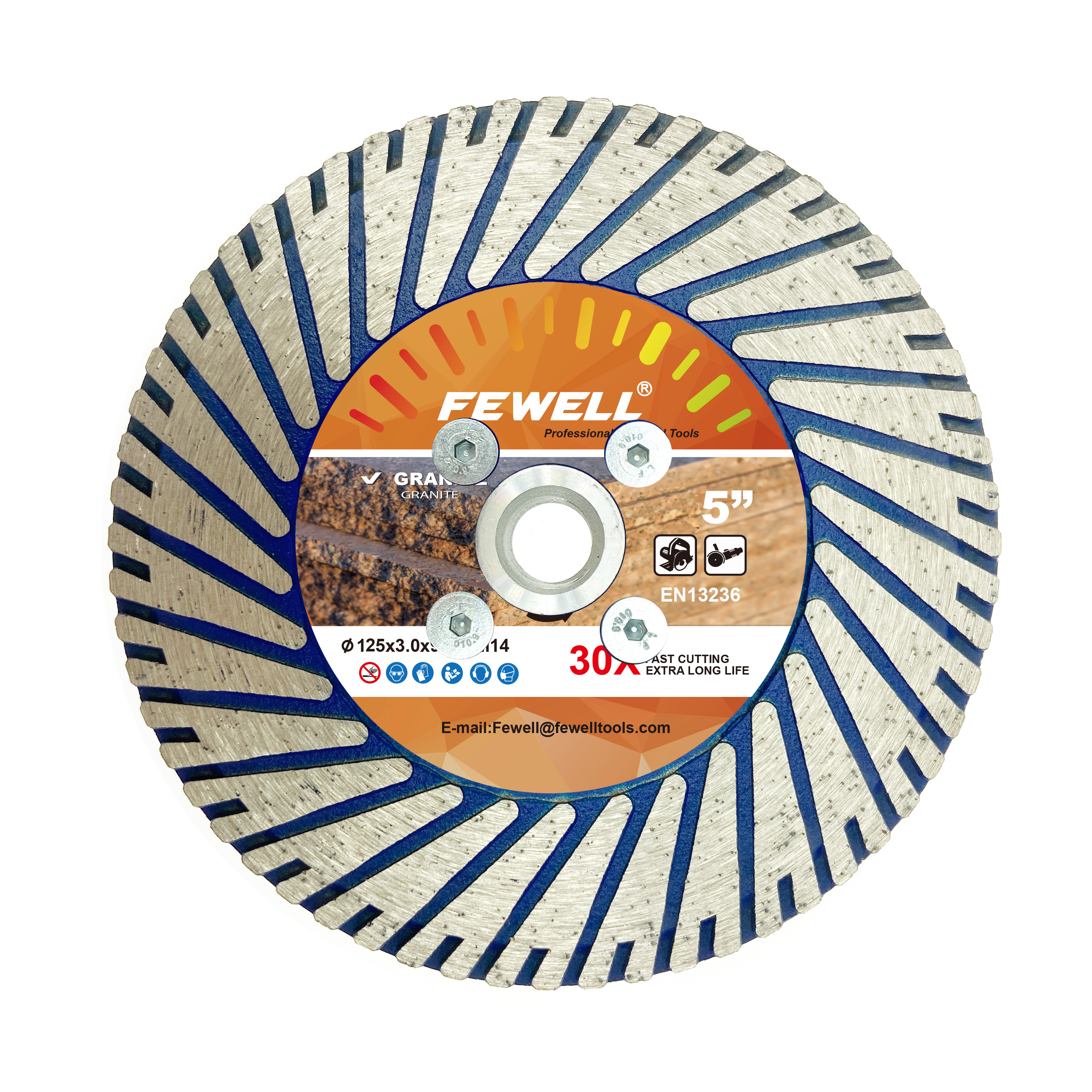 Горячий пресс 5 дюймов 125 * 3,0 * M14 алмазный пильный диск турбо диск с алюминиевым фланцевым центром для резки и шлифования гранита