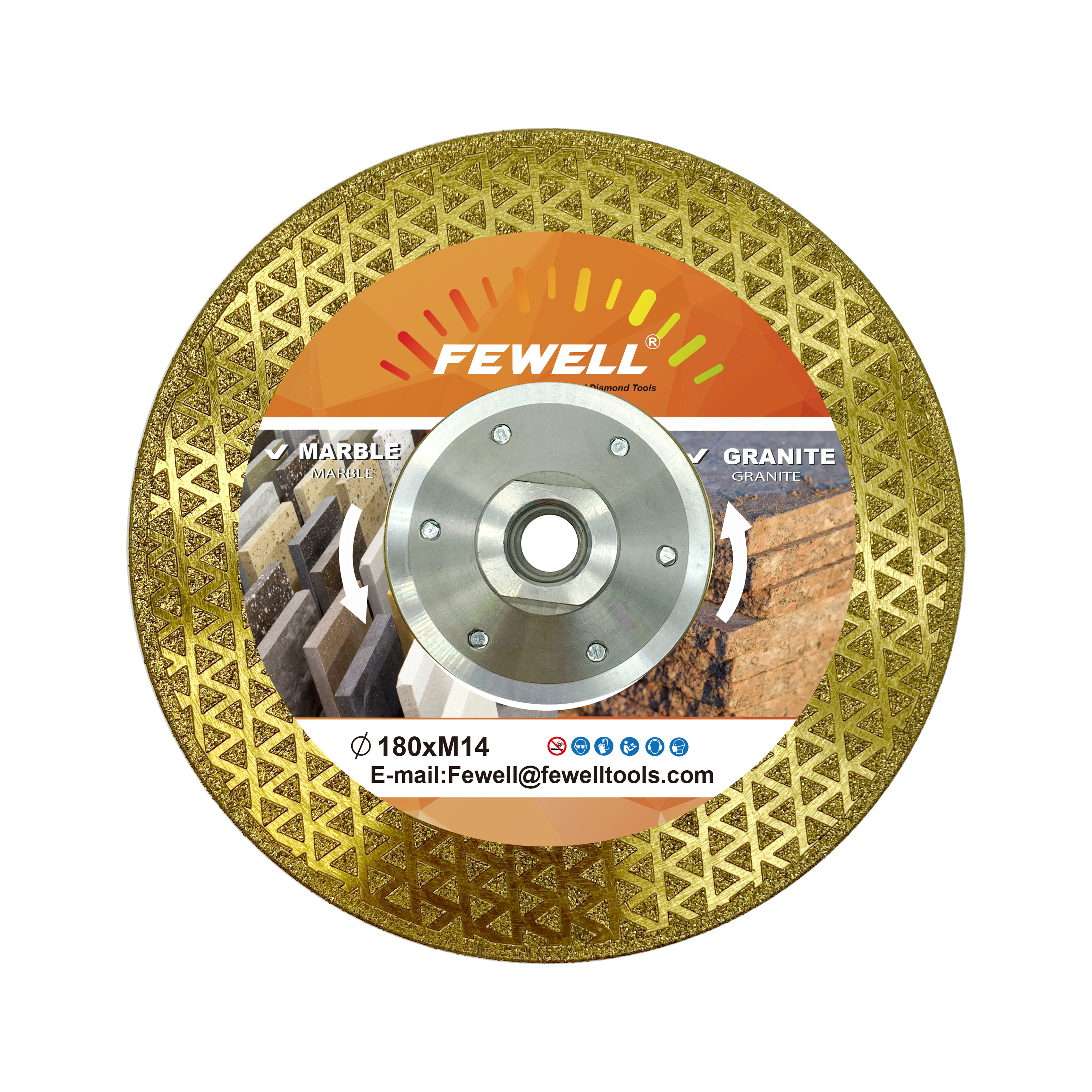 7-дюймовый 180 * M14 гальванический алмазный отрезной диск для мрамора, гранита, керамики, общего назначения
