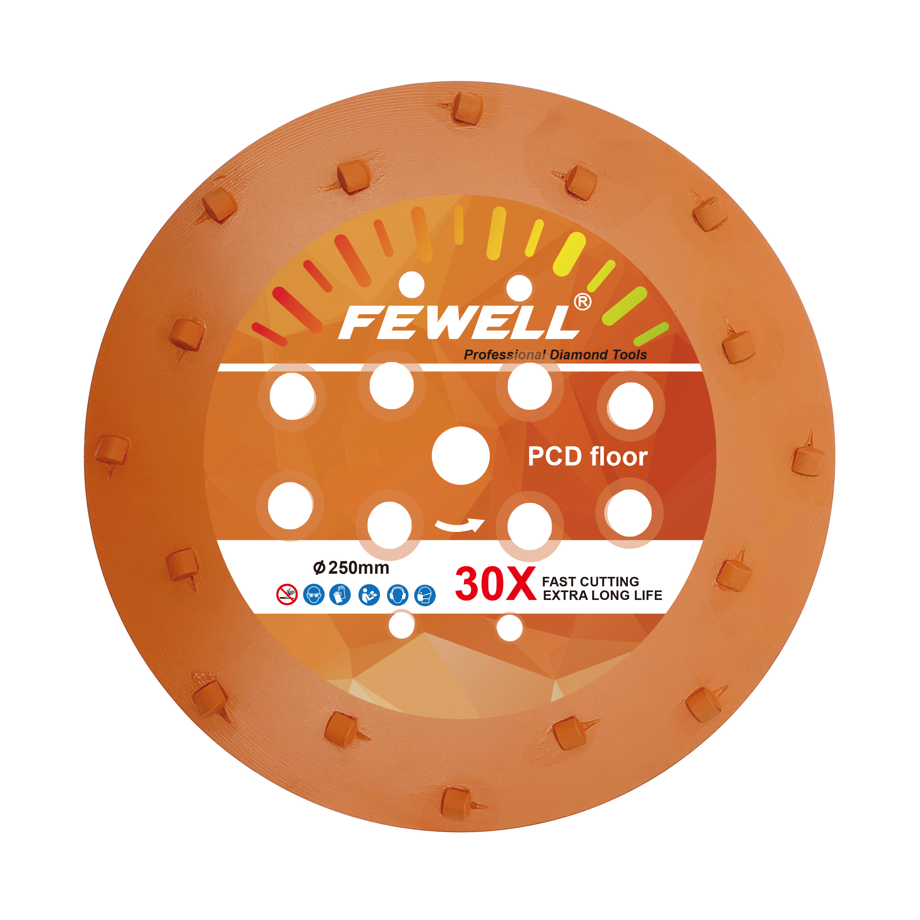 Паяный серебряный диск премиум-класса 10 дюймов, 250 мм, оранжевый алмазный шлифовальный диск для пола PCD