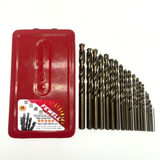 19PCS Полностью заточенный 5% кобальт HSS M35 Набор спиральных сверл для сверления металла, нержавеющей стали