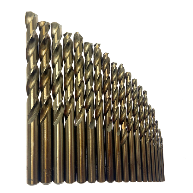 19PCS Полностью заточенный 5% кобальт HSS M35 Набор спиральных сверл для сверления металла, нержавеющей стали
