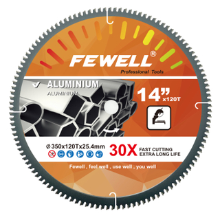 Пильный диск премиум-класса марки Fewell 14 дюймов 350 * 120T * 25,4 мм для резки алюминия