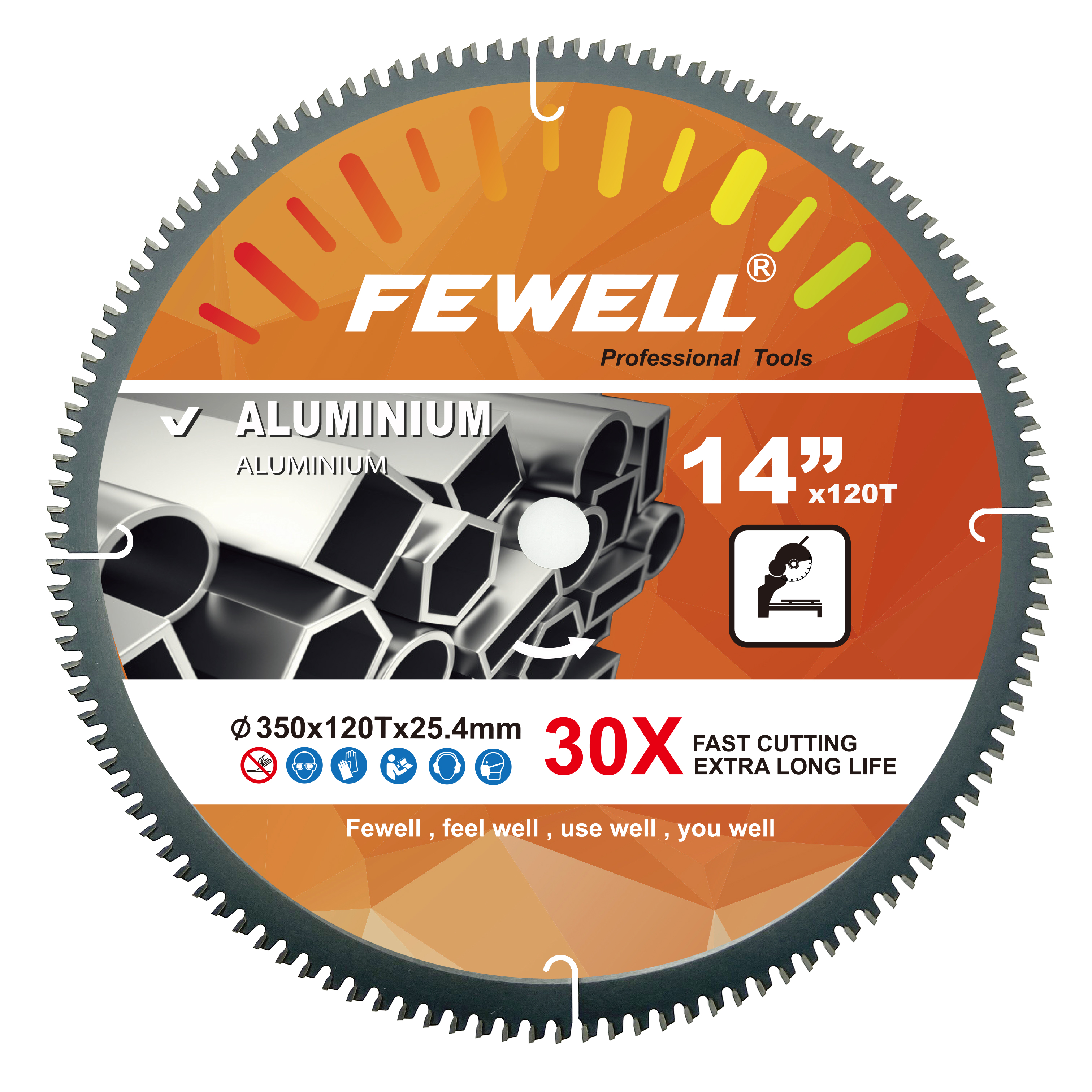 Пильный диск премиум-класса марки Fewell 14 дюймов 350 * 120T * 25,4 мм для резки алюминия